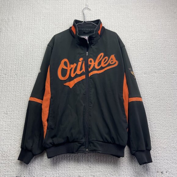 Baltimore Orioles Majestic Therma Base Full Zip Lined Jacket Mens XL Black MLB - Picture 1 of 12